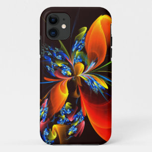 Blue Orange Floral Modern Abstract Art Pattern #03 iPhone 11 Case