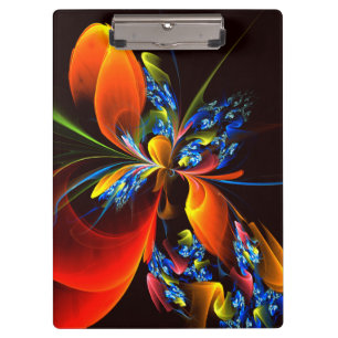 Blue Orange Floral Modern Abstract Art Pattern #03 Clipboard