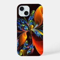 Blue Orange Floral Modern Abstract Art Pattern #03
