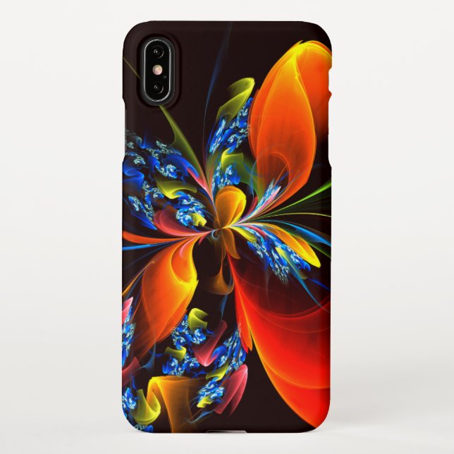 Blue Orange Floral Modern Abstract Art Pattern #03 iPhone Case (Back)