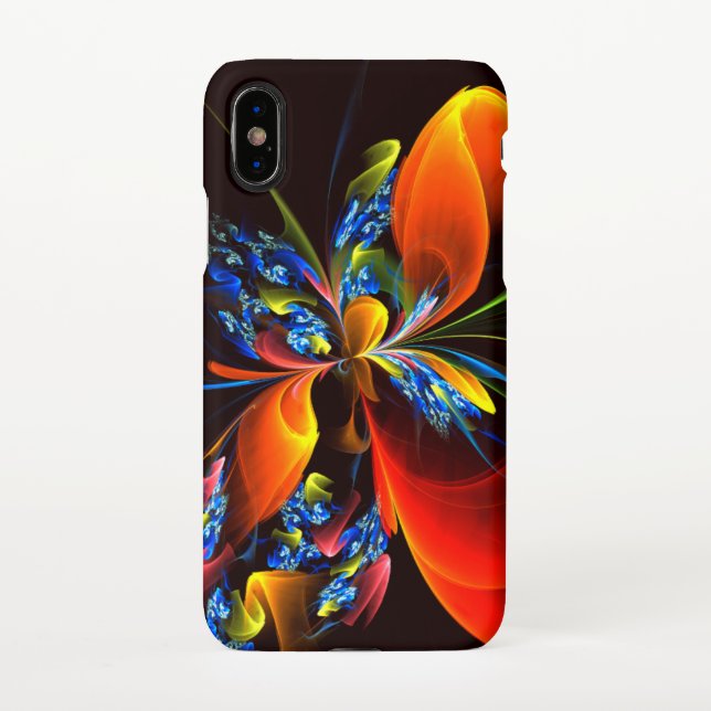 Blue Orange Floral Modern Abstract Art Pattern #03 iPhone Case (Back)