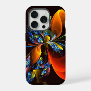 Blue Orange Floral Modern Abstract Art Pattern #03 iPhone 15 Pro Case