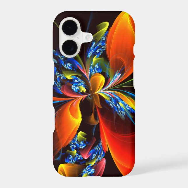 Blue Orange Floral Modern Abstract Art Pattern #03 iPhone Case (Back)