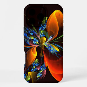 Blue Orange Floral Modern Abstract Art Pattern #03 iPhone 16 Pro Max Case