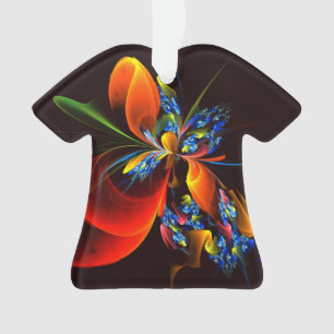 Blue Orange Floral Modern Abstract Art Pattern #03 Ornament