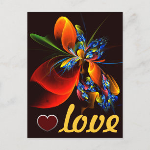 Blue Orange Floral Modern Abstract Art Pattern #03 Postcard