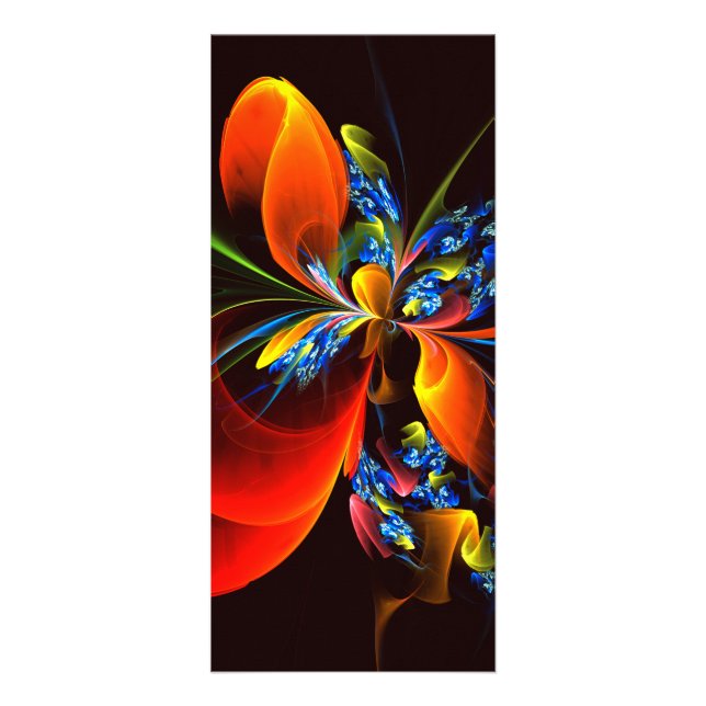 Blue Orange Floral Modern Abstract Art Pattern #03 Rack Card (Front)
