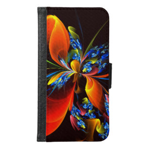 Blue Orange Floral Modern Abstract Art Pattern #03 Samsung Galaxy S6 Wallet Case