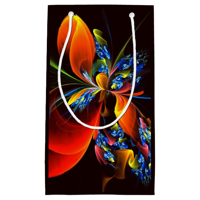 Blue Orange Floral Modern Abstract Art Pattern #03 Small Gift Bag (Front)
