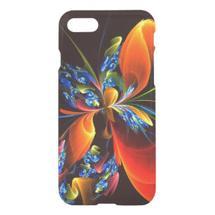 Blue Orange Floral Modern Abstract Art Pattern #03 iPhone SE/8/7 Case