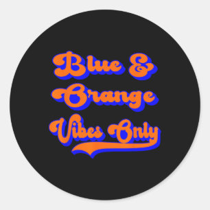 Blue Orange Football Team School Game Day Colours Classic Round Sticker