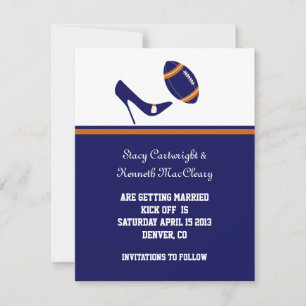 Blue & Orange Football Wedding Save The Date