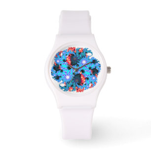 Blue orange fractal watch