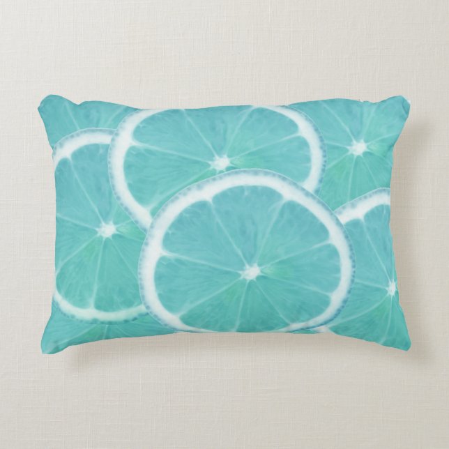 Blue orange fresh ice cold slices decorative cushion (Front)