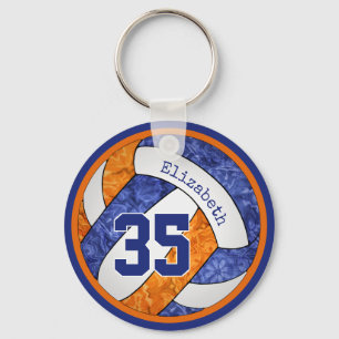 blue orange girls volleyball team custom gifts key ring