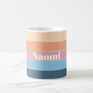 Blue Orange Gold Custom Summer Colour Block Stripe Coffee Mug