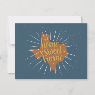 Blue Orange Gold Home Sweet Home - Texas Card