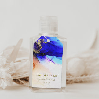 Blue Orange Gold Named Wedding Favour Gift Tags