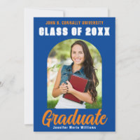 Blue Orange Graduate Photo Modern Bold Graduation