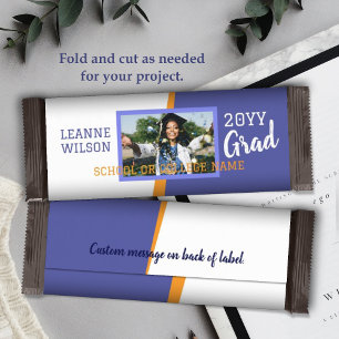 Blue, Orange Graduation Custom Candy Bar Wrapper