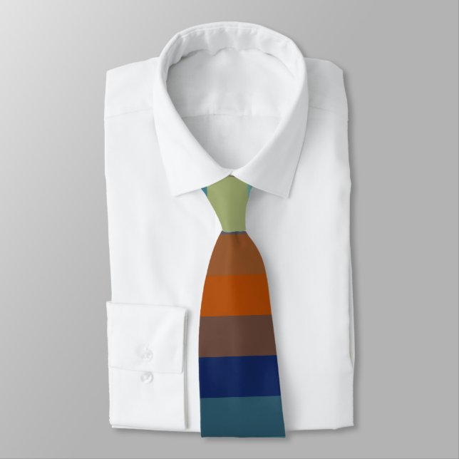 Blue, orange, green, and gray stripes tie (Tied)