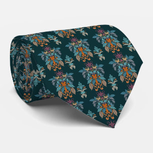 Blue Orange Green Ethnic Oriental Pattern Necktie