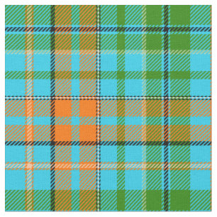 Blue Orange Green Plaid Tartan Design  Fabric