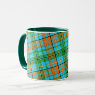 Blue Orange Green Plaid Tartan Design Mug