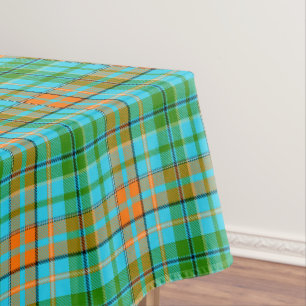 Blue Orange Green Plaid Tartan Design Tablecloth