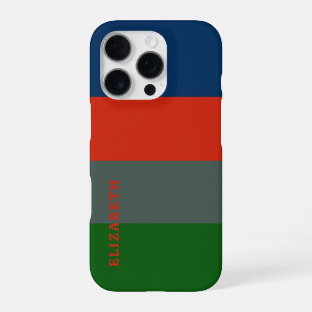 Blue Orange Green Stripes Pattern Personalised iPhone Case (Back)