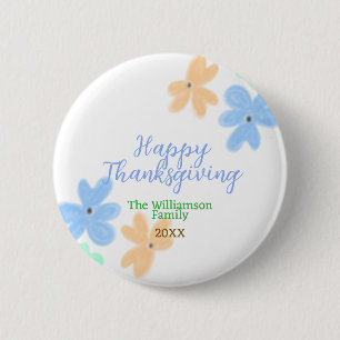 Blue orange green watercolor flower winterThanks 6 Cm Round Badge