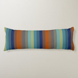 Blue, orange, green, yellow and gray stripes body cushion
