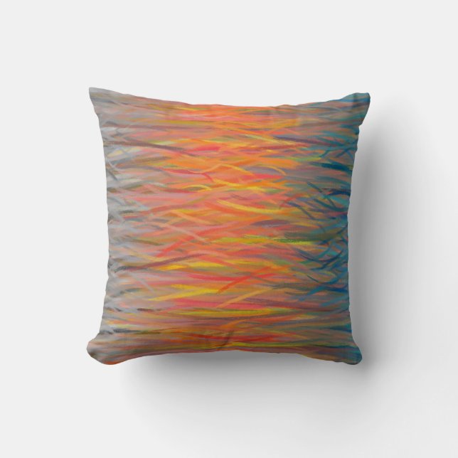 Blue Orange Grey Abstract Art Painting 6 Cushion (Front)