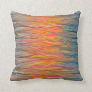 Blue Orange Grey Abstract Art Painting 6 Cushion