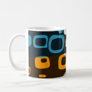 Blue, Orange, Grey Retro Abstract Art Mug