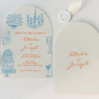 Blue Orange Hand Drawn Whimsical Arched Wedding