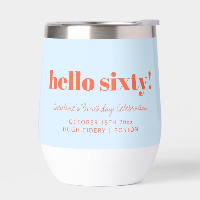 Blue Orange Hello Sixty 60th Birthday Party Favour (Left)