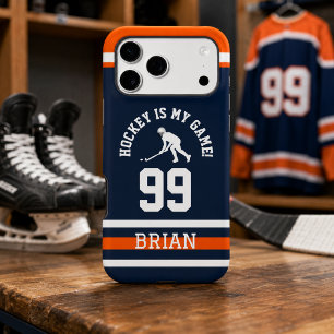 Blue Orange Hockey Number Design