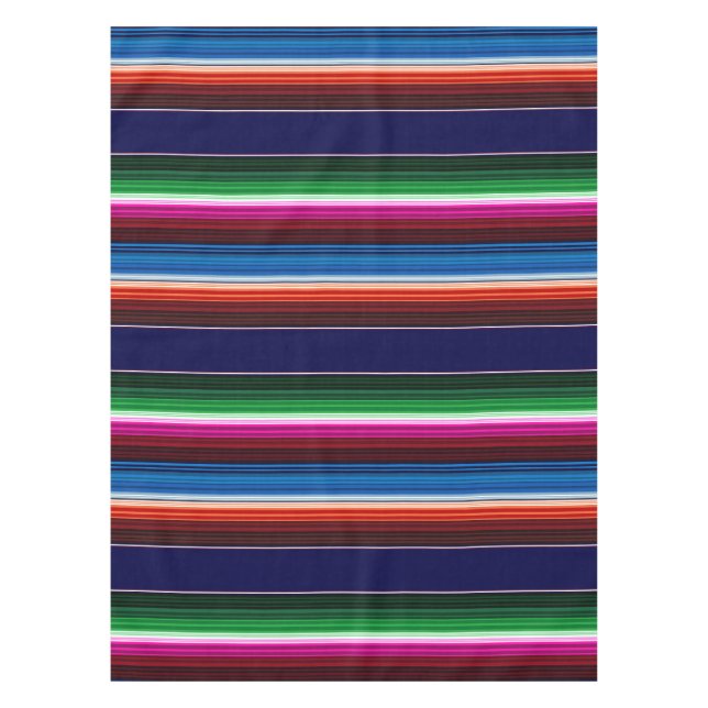 Blue, Orange, Hot Pink, Green Mexican Sarape Tablecloth (Front)