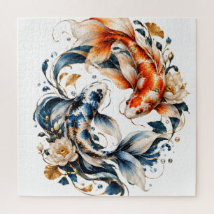 Blue & Orange Koi Fish Jigsaw Puzzle