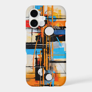 Blue Orange Mid Century Abstract Painting