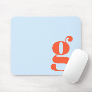 Blue Orange Minimal Retro Monogram Initial Custom Mouse Pad