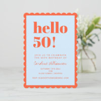 Blue Orange Modern 50th Scalloped Birthday Party