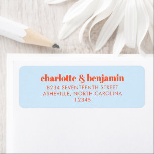 Blue Orange Modern Couple Return Address Label