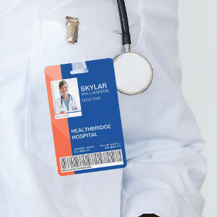 Blue & Orange Modern Design Medical Photo ID/Logo ID Badge