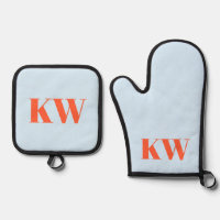 Blue Orange Monogram Initials Kitchen Gift 