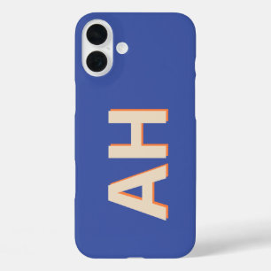 Blue Orange Monogram Modern iPhone 16 Plus Case