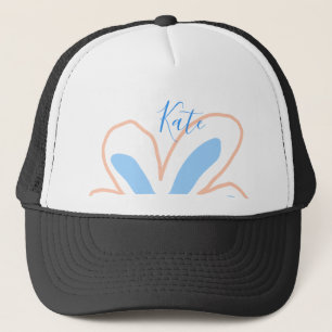 Blue orange pastel flower add name boho retro gift trucker hat