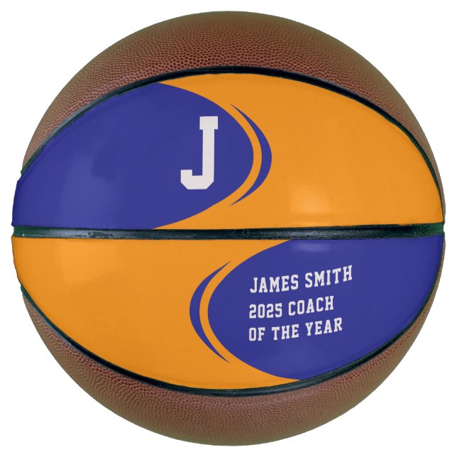 Blue Orange Personalised Basketball (Front)
