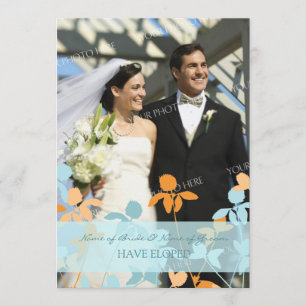 Blue Orange Photo Elopement Announcement Cards